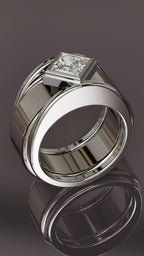 Angled Princess Cut Moissanite Smart Ring Jacket