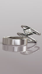 Angled Princess Cut Moissanite Smart Ring Jacket