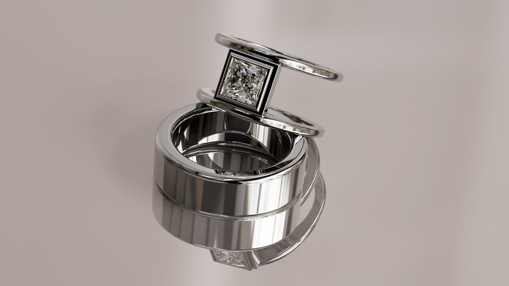 Princess Cut Moissanite Smart Ring Jacket