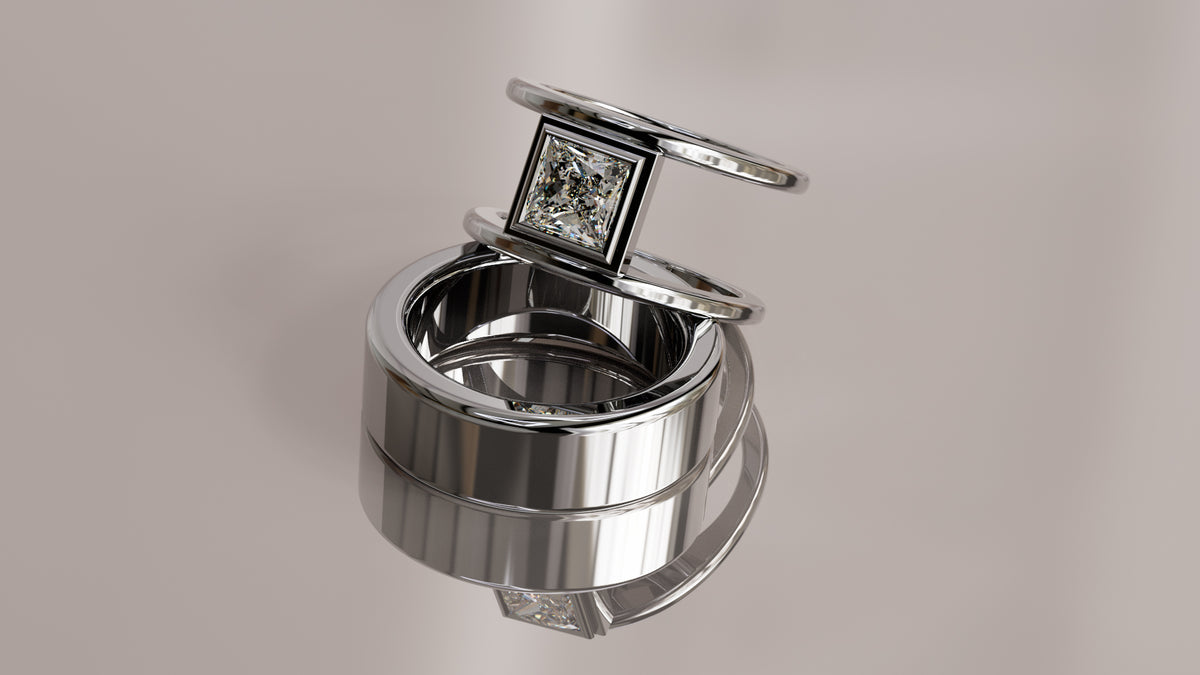 Princess Cut Moissanite Smart Ring Jacket