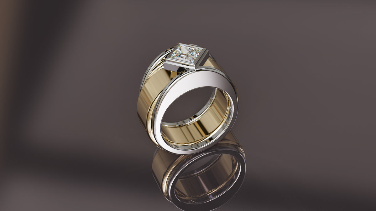 Angled Princess Cut Moissanite Smart Ring Jacket