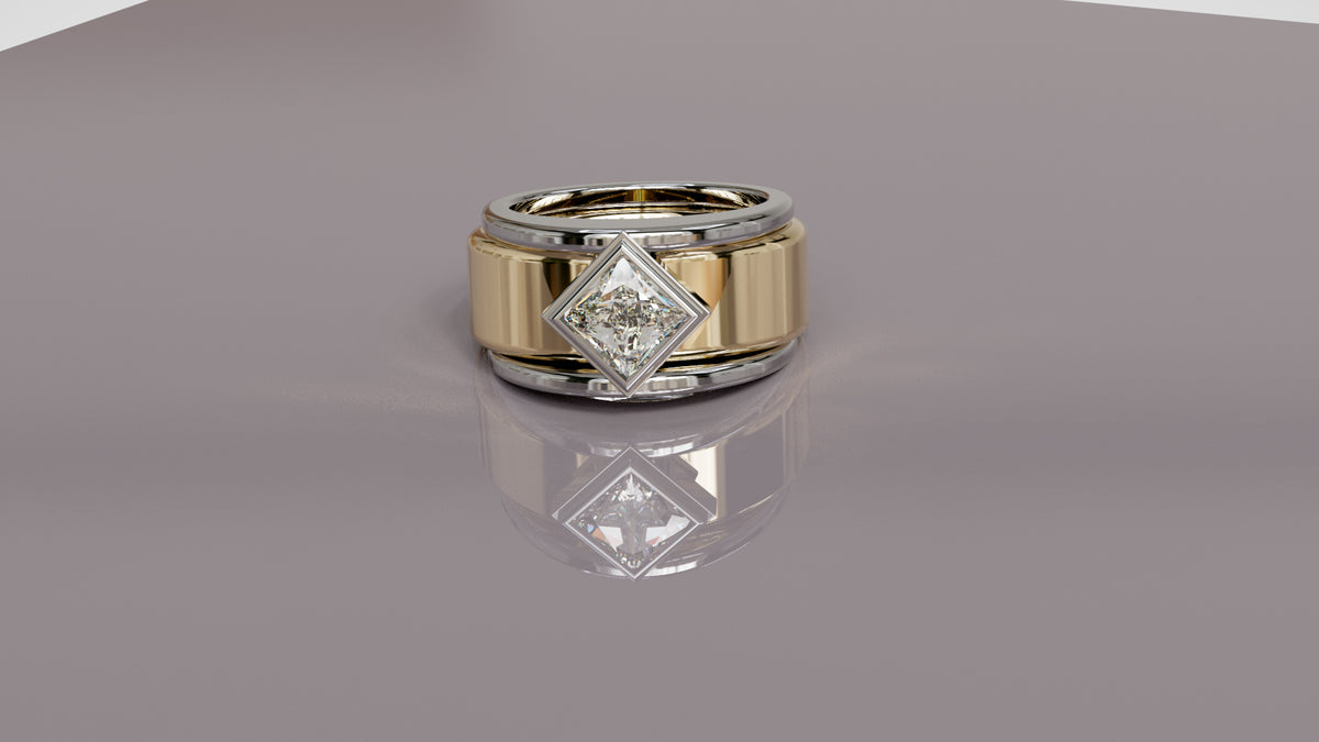 Angled Princess Cut Moissanite Smart Ring Jacket