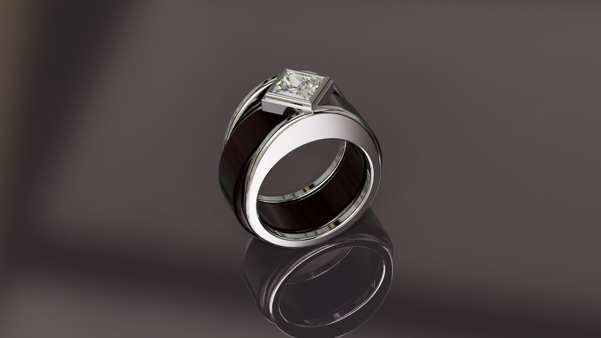 Angled Princess Cut Moissanite Smart Ring Jacket