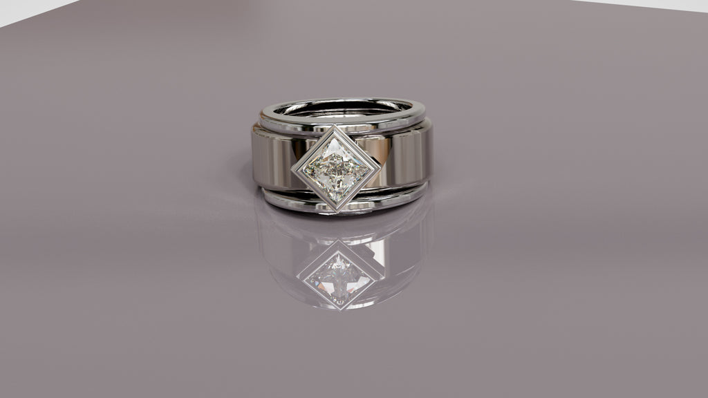 Angled Princess Cut Moissanite Smart Ring Jacket