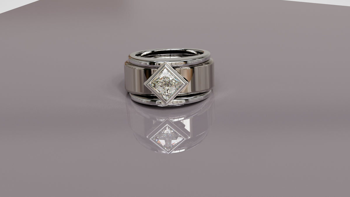 Angled Princess Cut Moissanite Smart Ring Jacket
