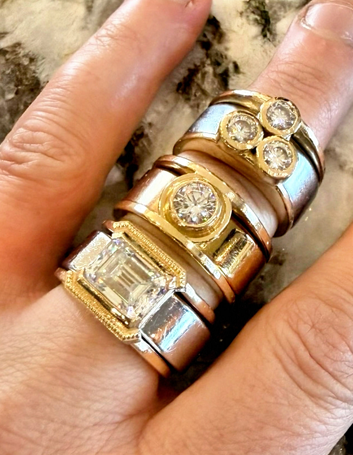East to West Large Emerald Cut Smart Ring Jacket