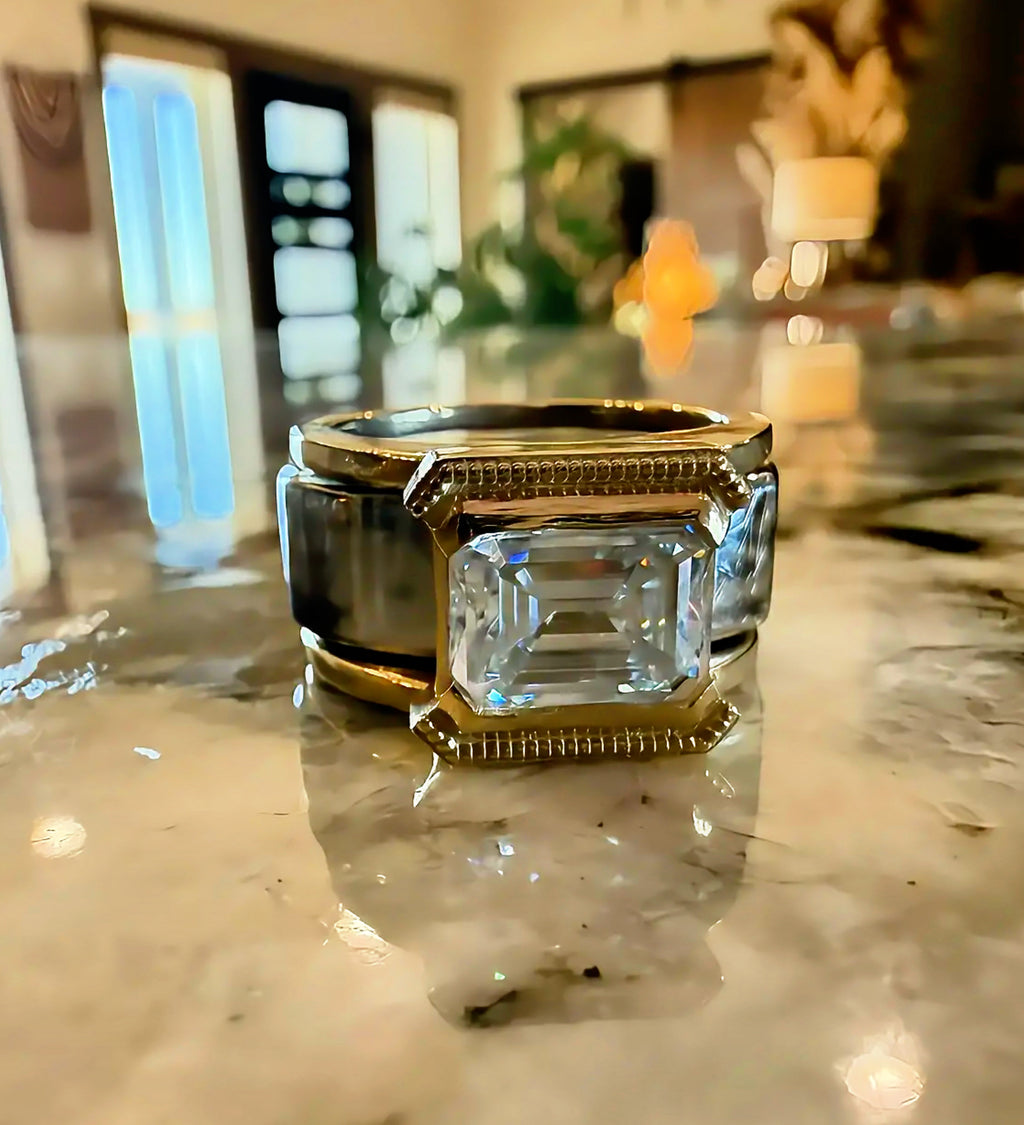 East to West Large Emerald Cut Smart Ring Jacket