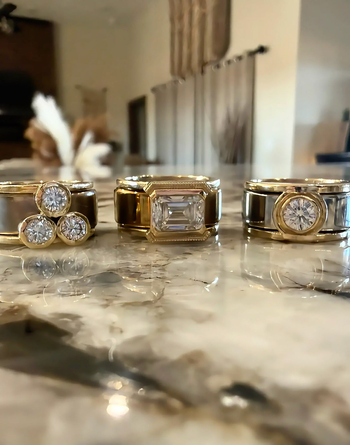 East to West Large Emerald Cut Smart Ring Jacket