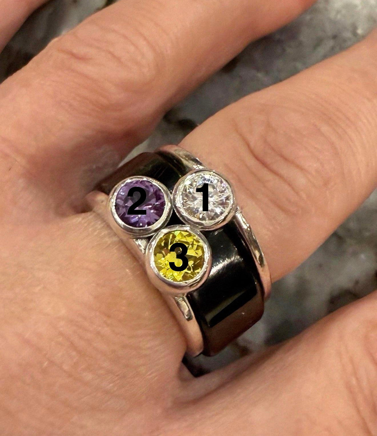 3 Stone Birthstone Smart Ring Jacket