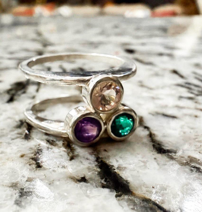 3 Stone Birthstone Smart Ring Jacket