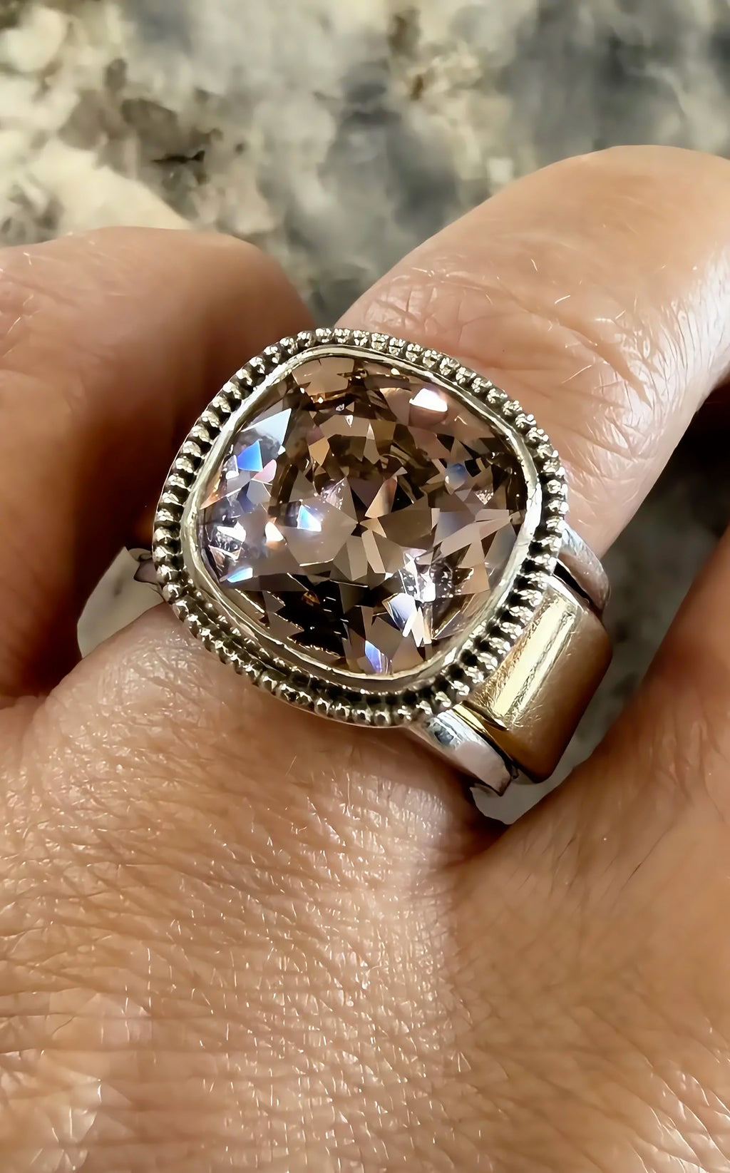 Large Cushion Swarovski Milgrain Smart Ring Jacket