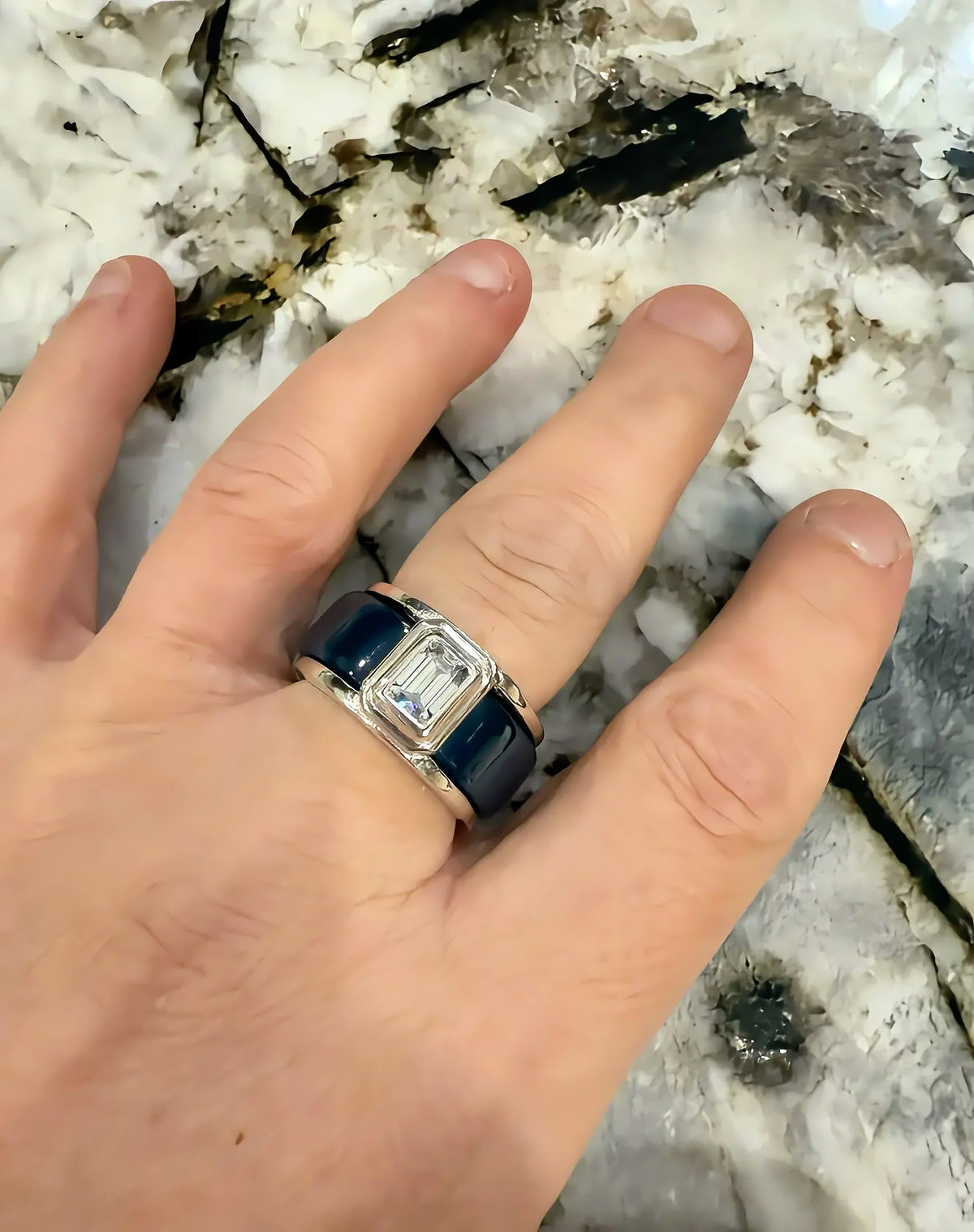 Emerald Cut (Smaller) Smart Ring Jacket, Low Profile