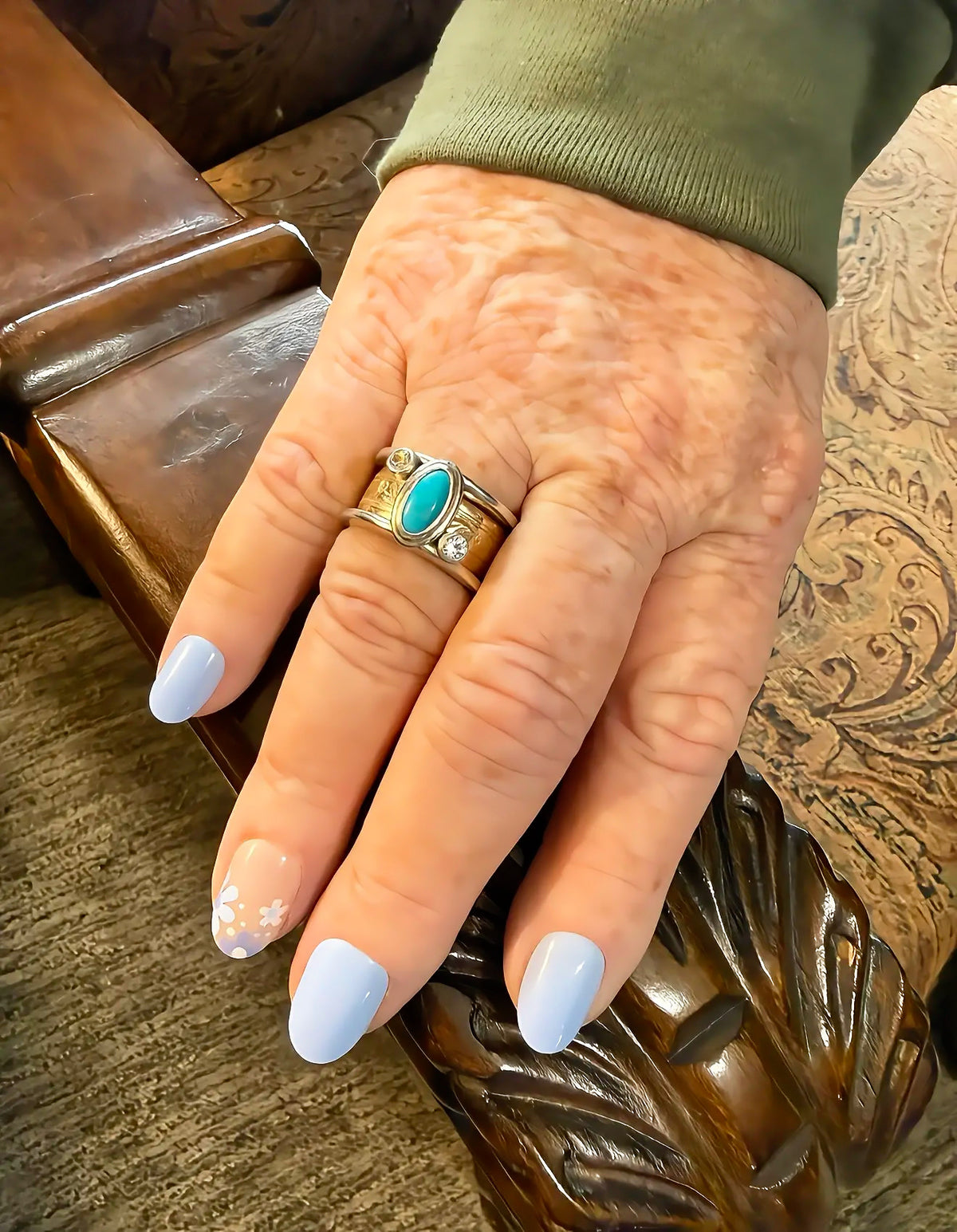 The Turquoise Smart Ring Jacket with Side Diamonds