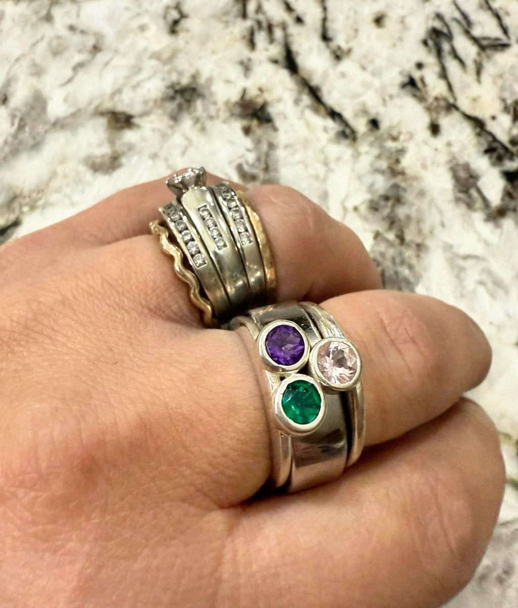 3 Stone Birthstone Smart Ring Jacket