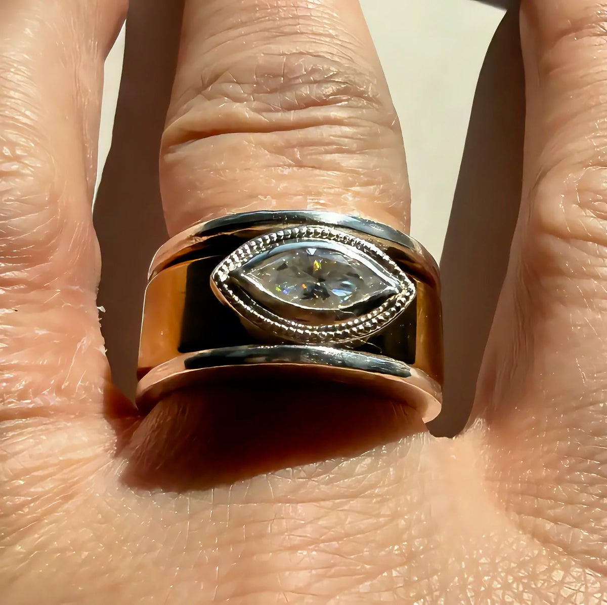 East to West Marquise Smart Ring Jacket, Milgrain