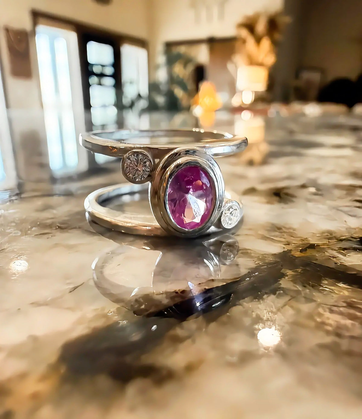 Oval with Side Diamonds