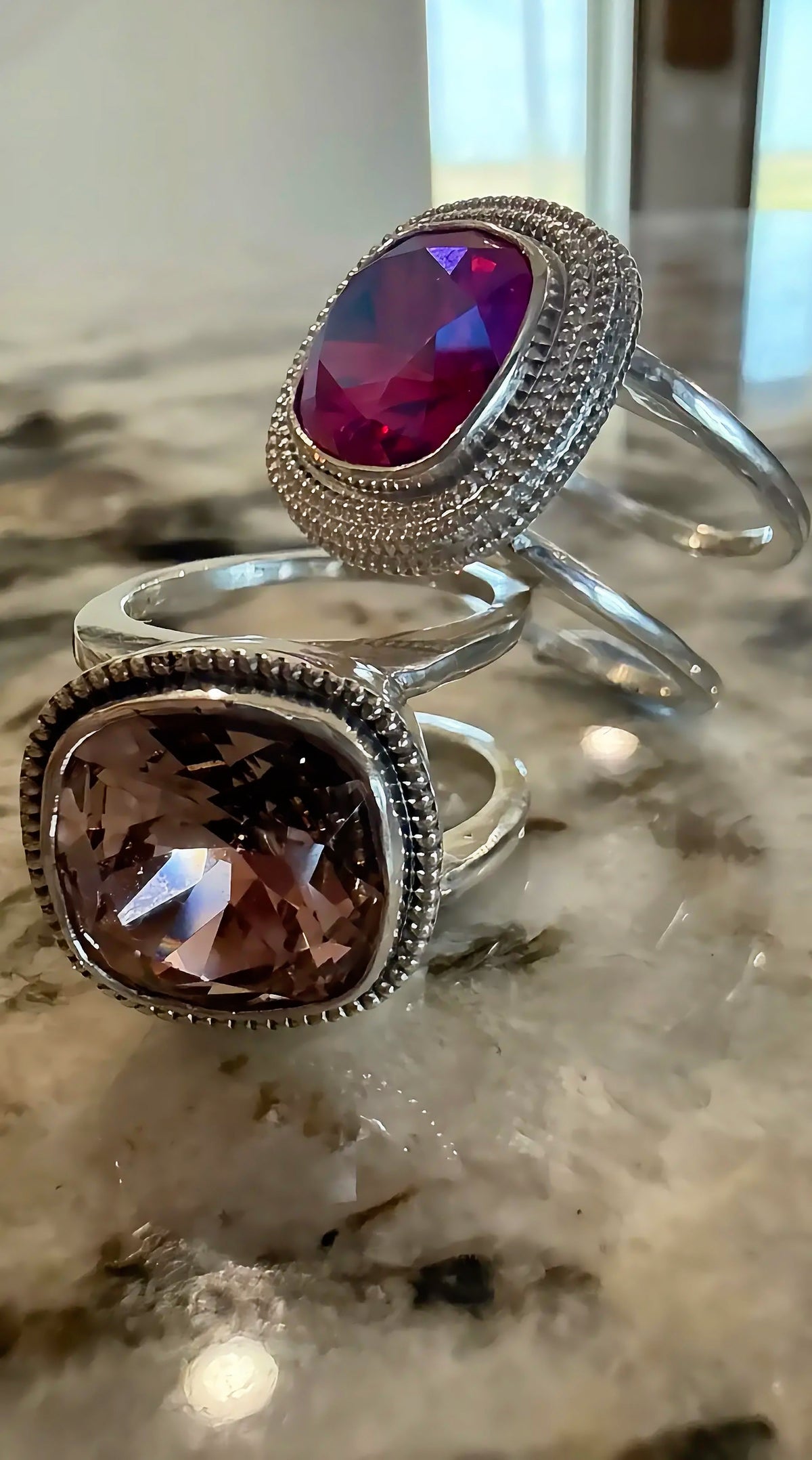 Large Cushion Swarovski Milgrain Smart Ring Jacket