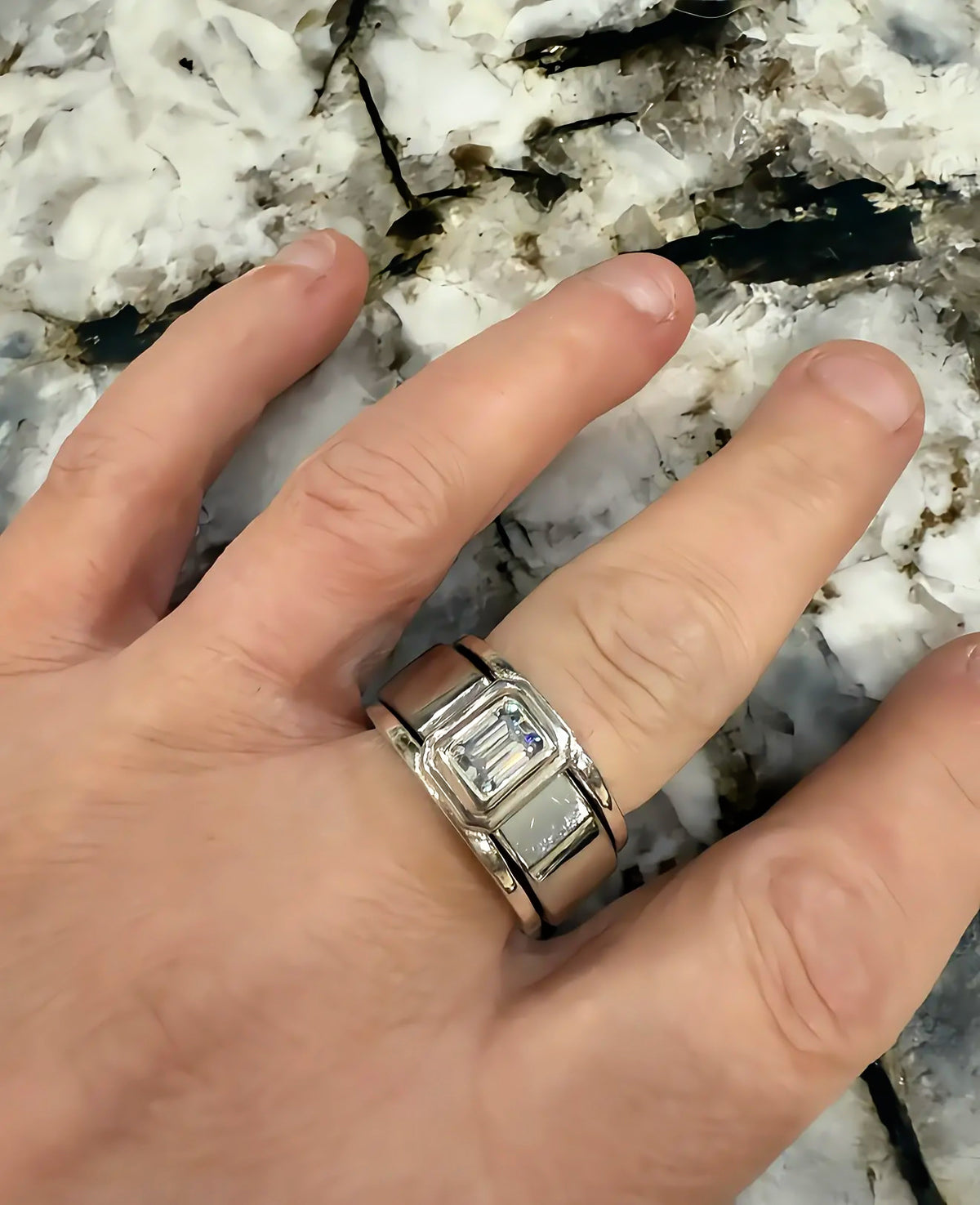 Emerald Cut (Smaller) Smart Ring Jacket, Low Profile
