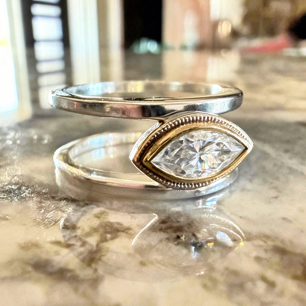 Two Tone East to West Marquise Smart Ring Jacket